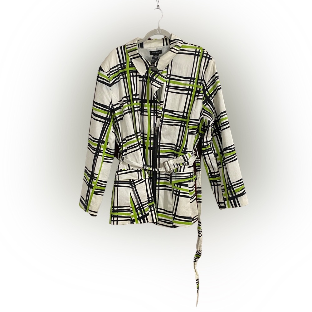 Ashley Stewart White, Green, and Black Rain and Shine coat